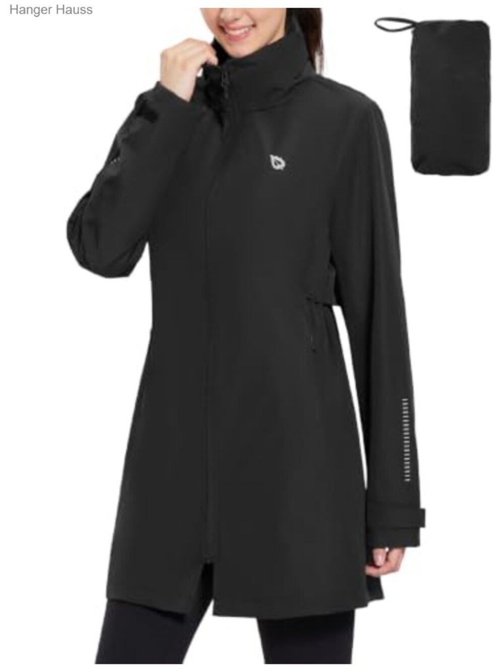 Women's Waterproof Packable Long Rain Jacket with Hood
